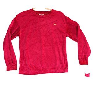 Juicy Couture XL Red Wine Velour Pullover Crown Logo Girl's Long Sleeve